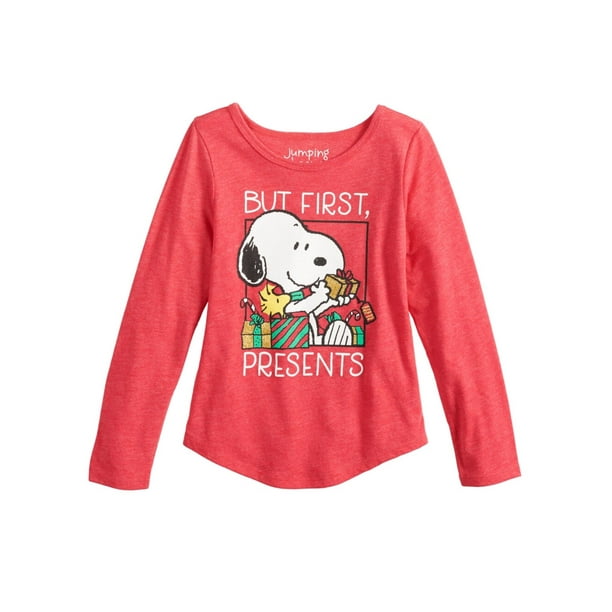 Peanuts Christmas Snoopy Leading Woodstocks Womens Juniors Girls Top Tee T-Shirt 